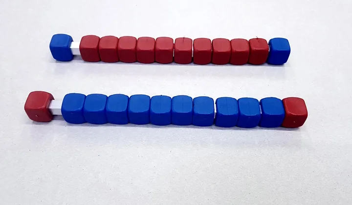 Kırmızı ve mavi langırt sayı boncukları
